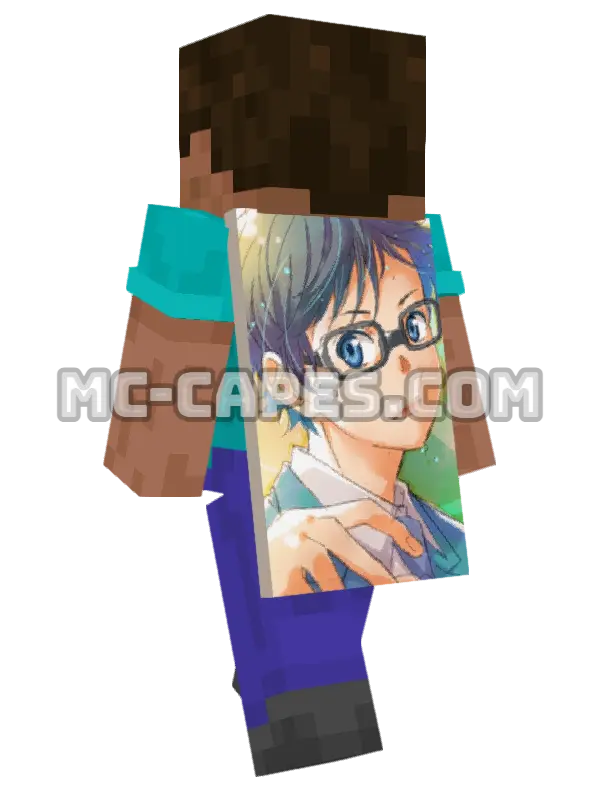 Kousei Arima Minecraft cape worn on a player, seen from behind