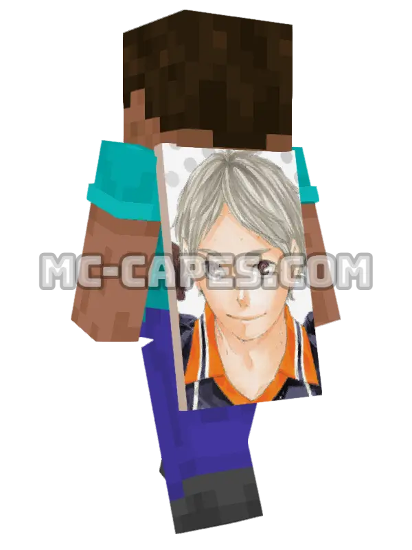 Koushi Sugawara Minecraft cape worn on a player, seen from behind