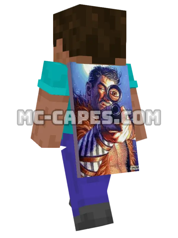 Kraven the Hunter Minecraft cape worn on a player, seen from behind