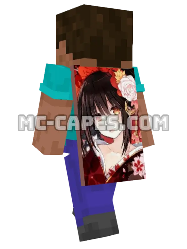 Kurumi Tokisaki Minecraft cape worn on a player, seen from behind