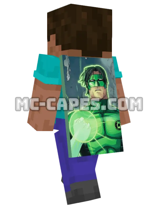Kyle Rayner Minecraft cape worn on a player, seen from behind