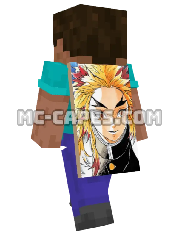 Kyoujurou Rengoku Minecraft cape worn on a player, seen from behind