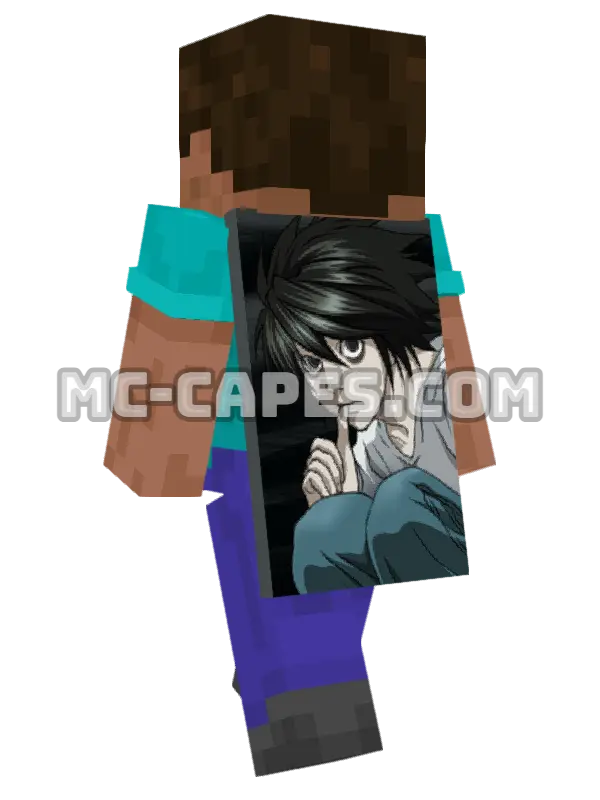 L Lawliet Minecraft cape worn on a player, seen from behind