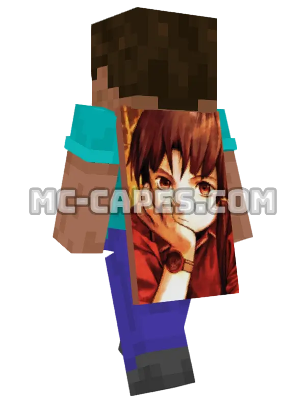 Lain Iwakura Minecraft cape worn on a player, seen from behind