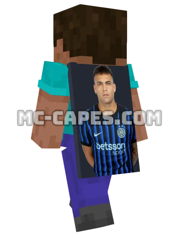 Lautaro Martinez Minecraft cape worn on a player, seen from behind