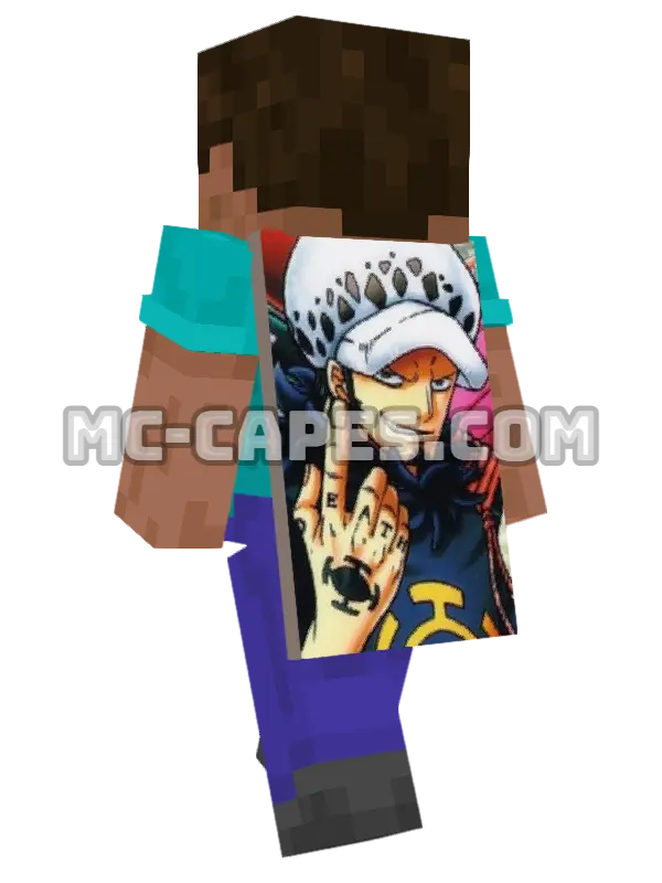 Law Trafalgar Minecraft cape worn on a player, seen from behind