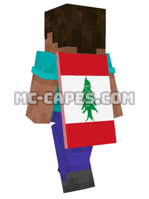 Lebanon Flag Minecraft cape worn on a player, seen from behind