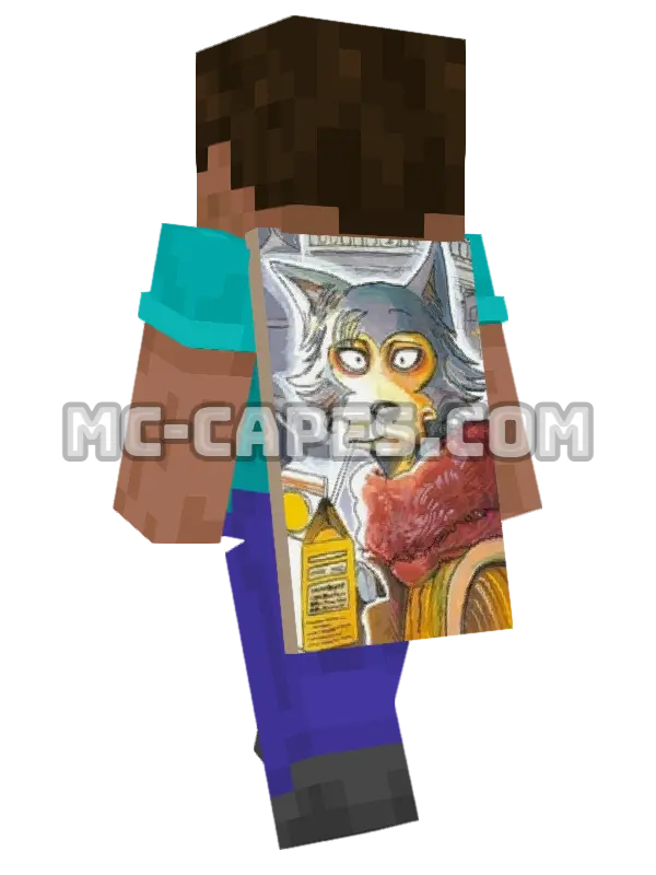 Legoshi Minecraft cape worn on a player, seen from behind