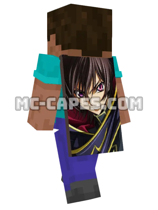 Lelouch Lamperouge Minecraft cape worn on a player, seen from behind