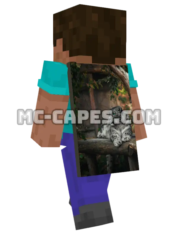 Leopard Platform Minecraft cape worn on a player, seen from behind