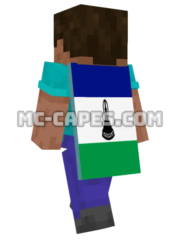 Lesotho Flag Minecraft cape worn on a player, seen from behind