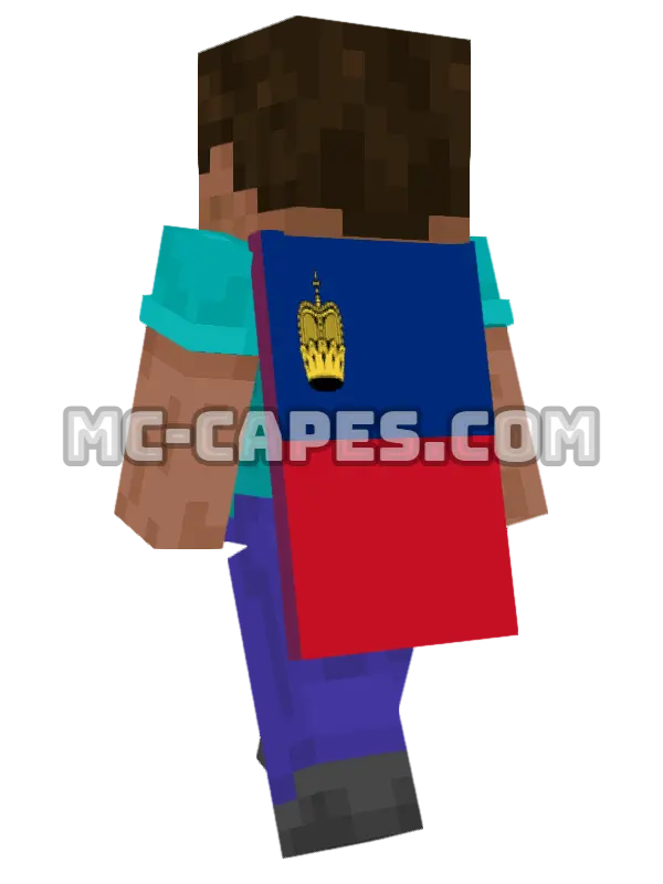 Liechtenstein Flag Minecraft cape worn on a player, seen from behind