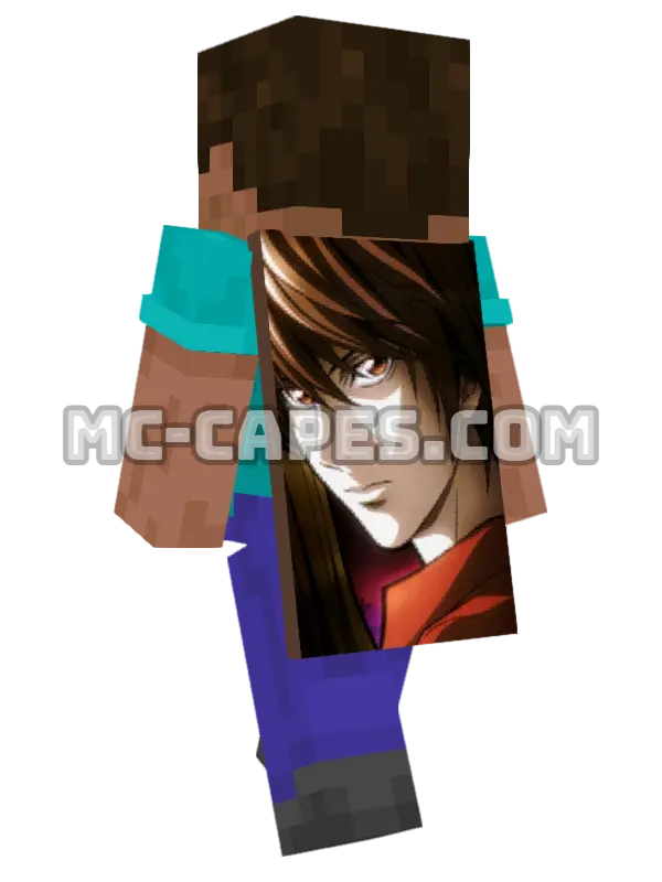 Light Yagami Minecraft cape worn on a player, seen from behind