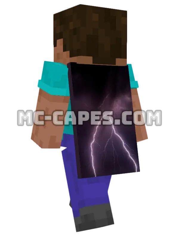 Lightning Bolt Minecraft cape worn on a player, seen from behind