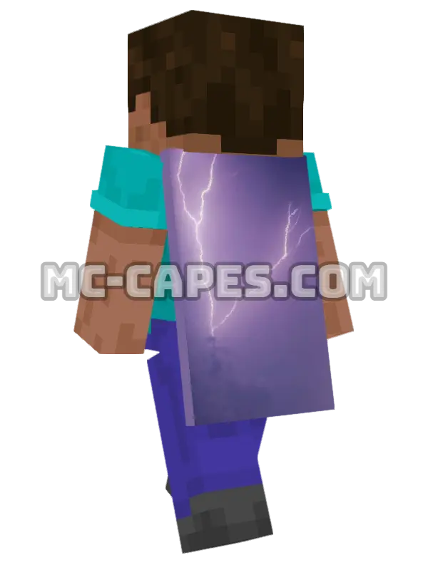 Lightning Bolt Minecraft cape worn on a player, seen from behind