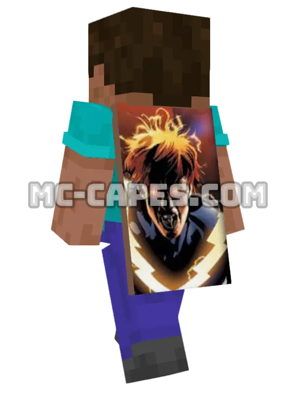 Lightning Lad Minecraft cape worn on a player, seen from behind