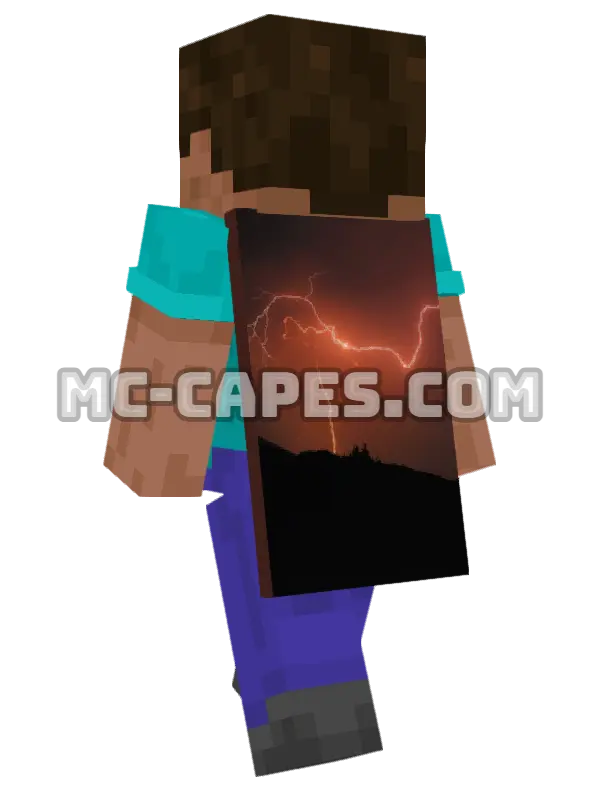 Lightning Storm Minecraft cape worn on a player, seen from behind