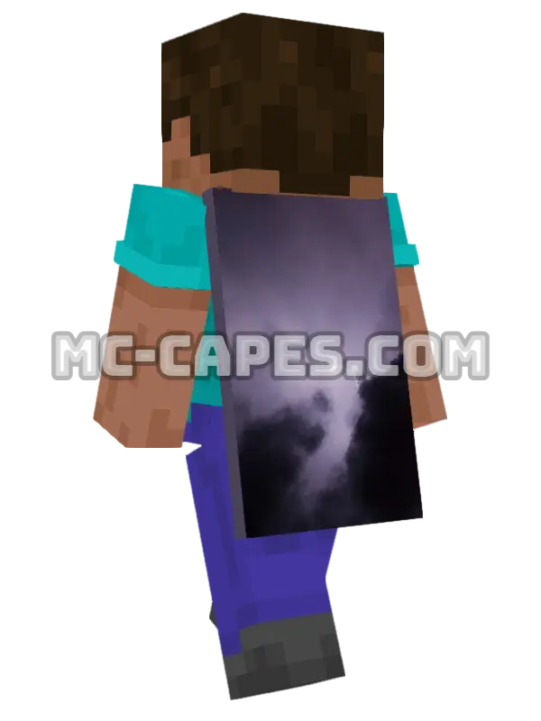 Lightning Storm Minecraft cape worn on a player, seen from behind