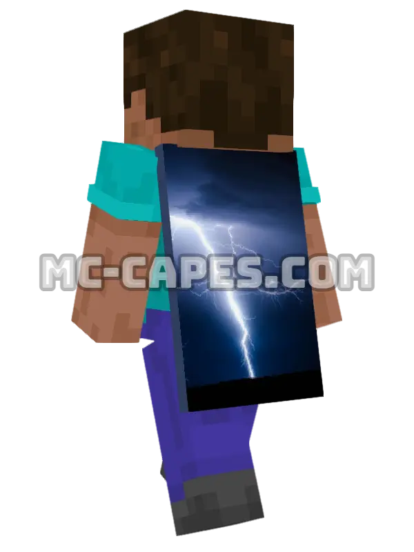 Lightning Strike Minecraft cape worn on a player, seen from behind