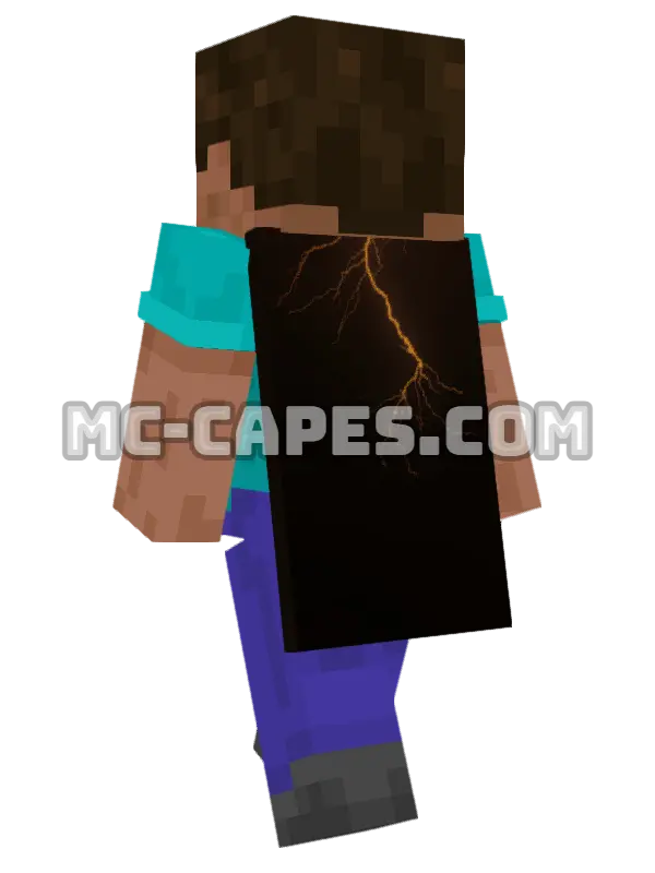 Lightning Strike Minecraft cape worn on a player, seen from behind