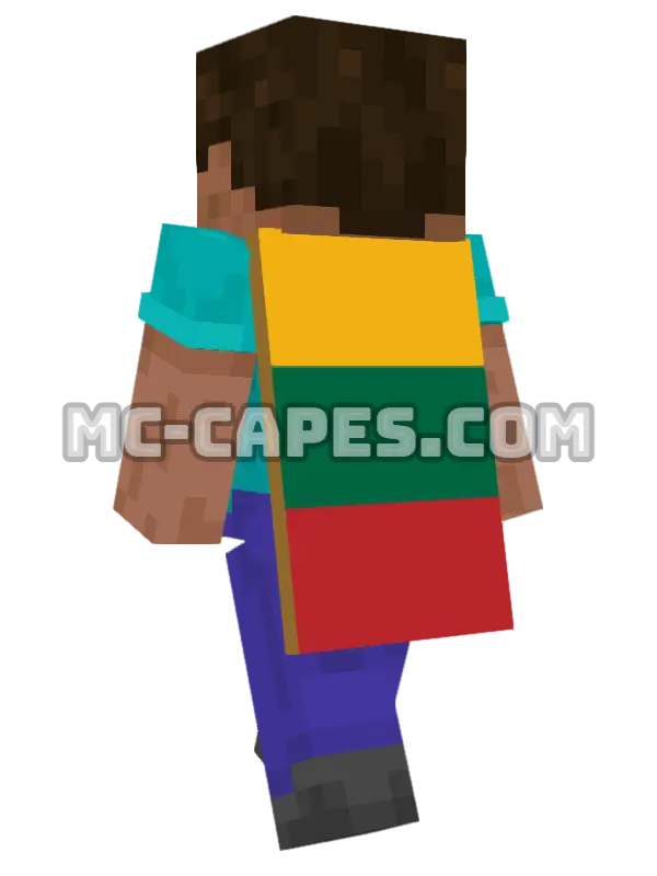 Lithuania Flag Minecraft cape worn on a player, seen from behind
