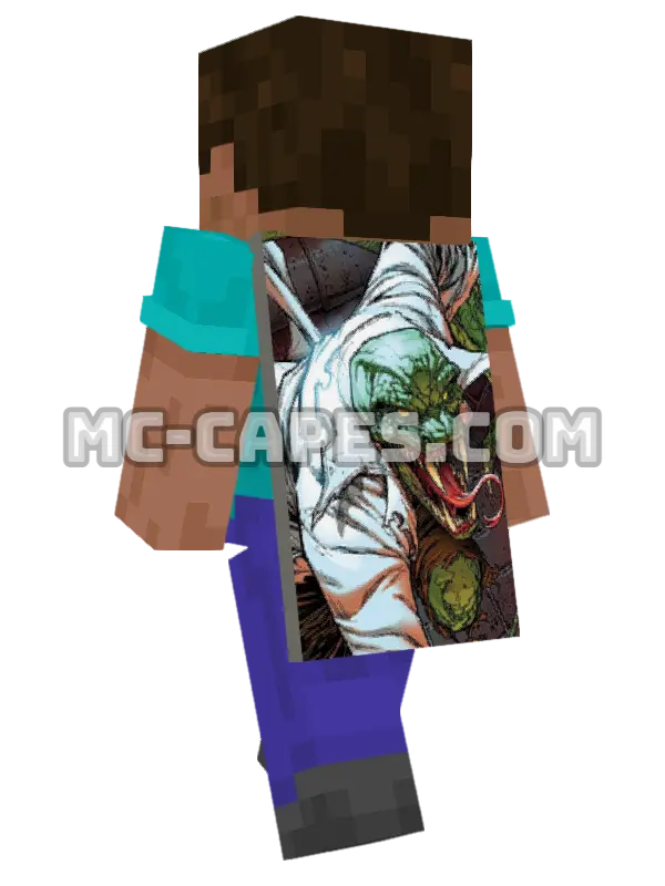 Lizard Minecraft cape worn on a player, seen from behind