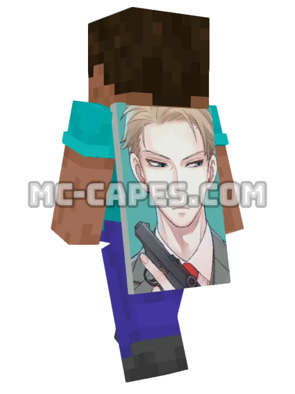 Loid Forger Minecraft cape worn on a player, seen from behind