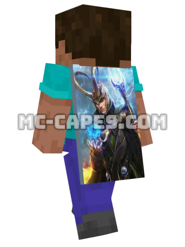 Loki Minecraft cape worn on a player, seen from behind