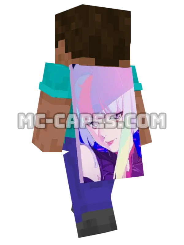 Lucy Minecraft cape worn on a player, seen from behind