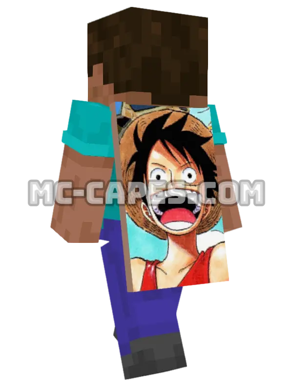 Luffy Monkey Minecraft cape worn on a player, seen from behind