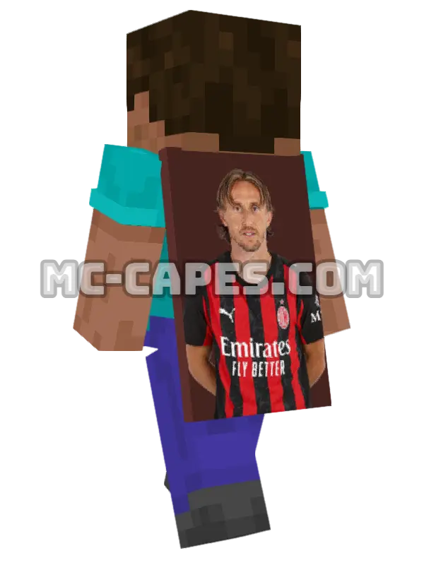 Luka Modric Minecraft cape worn on a player, seen from behind