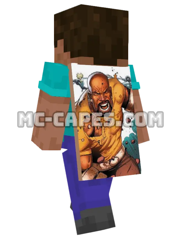Luke Cage Minecraft cape worn on a player, seen from behind