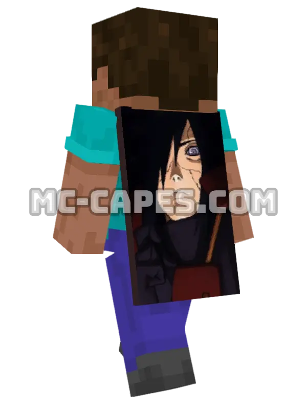 Madara Uchiha Minecraft cape worn on a player, seen from behind