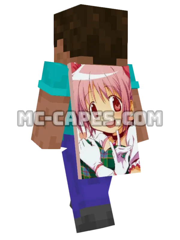 Madoka Kaname Minecraft cape worn on a player, seen from behind