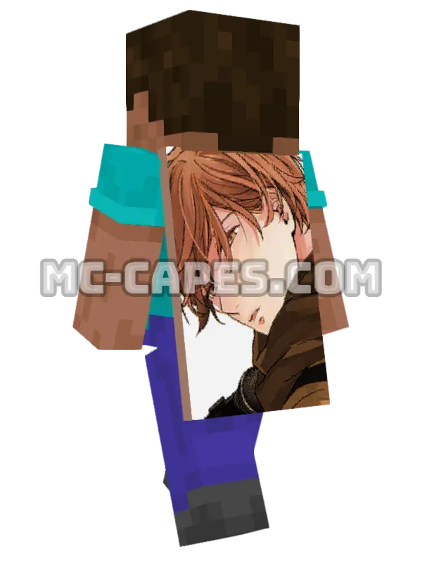 Mafuyu Satou Minecraft cape worn on a player, seen from behind