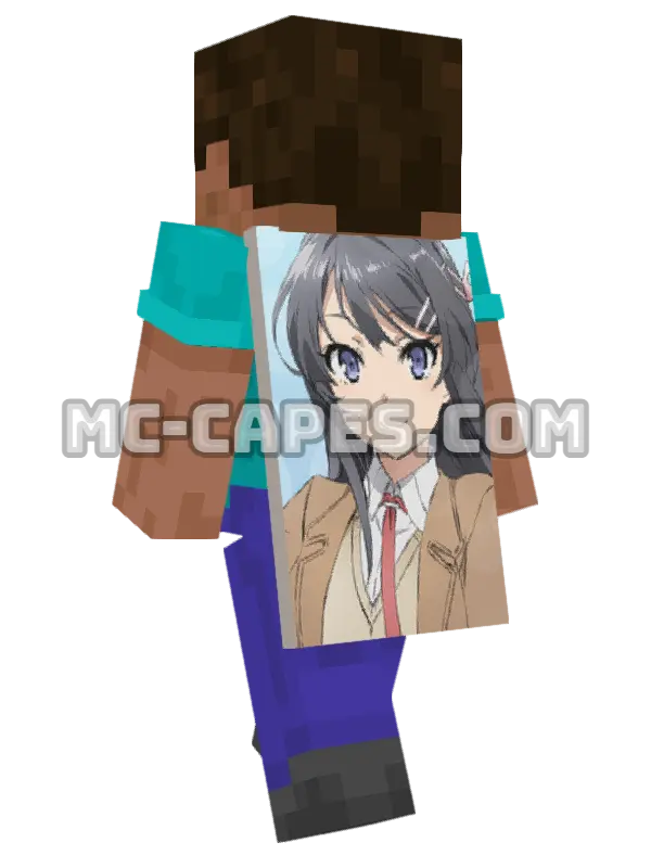 Mai Sakurajima Minecraft cape worn on a player, seen from behind