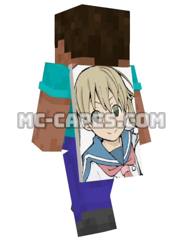Maka Albarn Minecraft cape worn on a player, seen from behind