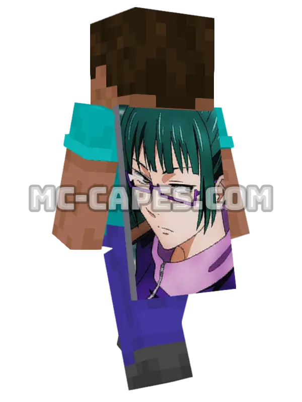 Maki Zenin Minecraft cape worn on a player, seen from behind