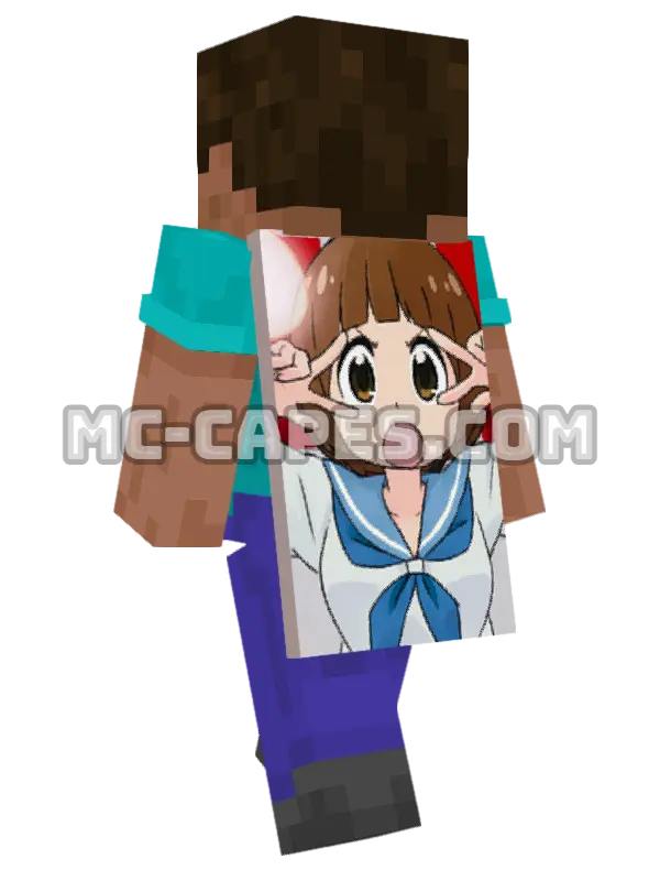Mako Mankanshoku Minecraft cape worn on a player, seen from behind