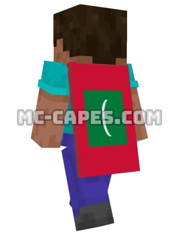 Maldives Flag Minecraft cape worn on a player, seen from behind