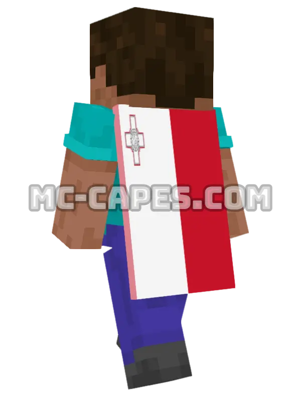 Malta Flag Minecraft cape worn on a player, seen from behind