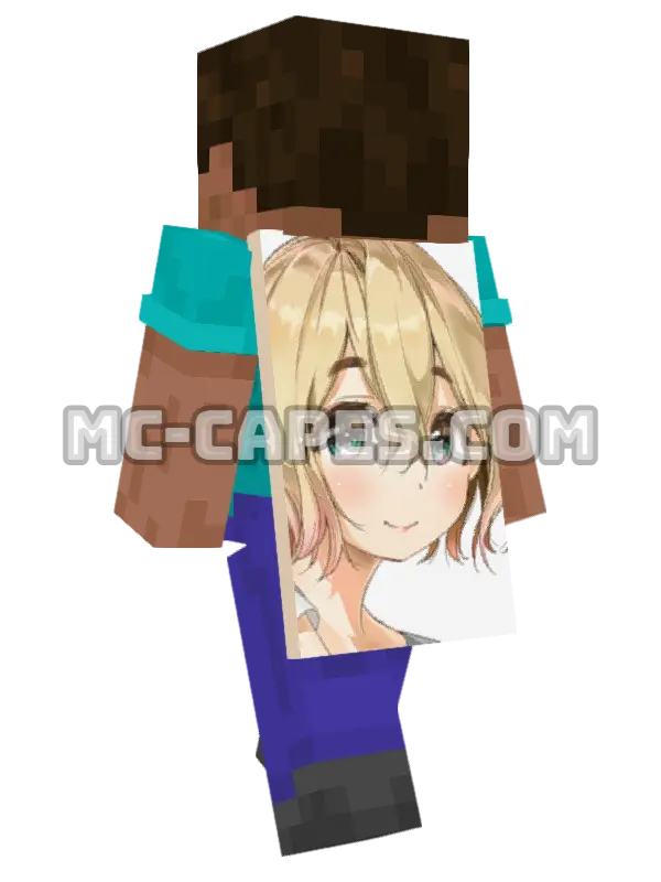 Mami Nanami Minecraft cape worn on a player, seen from behind