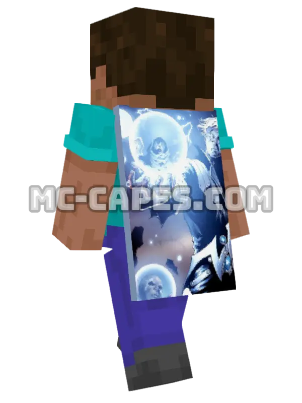 Man of Miracles Minecraft cape worn on a player, seen from behind