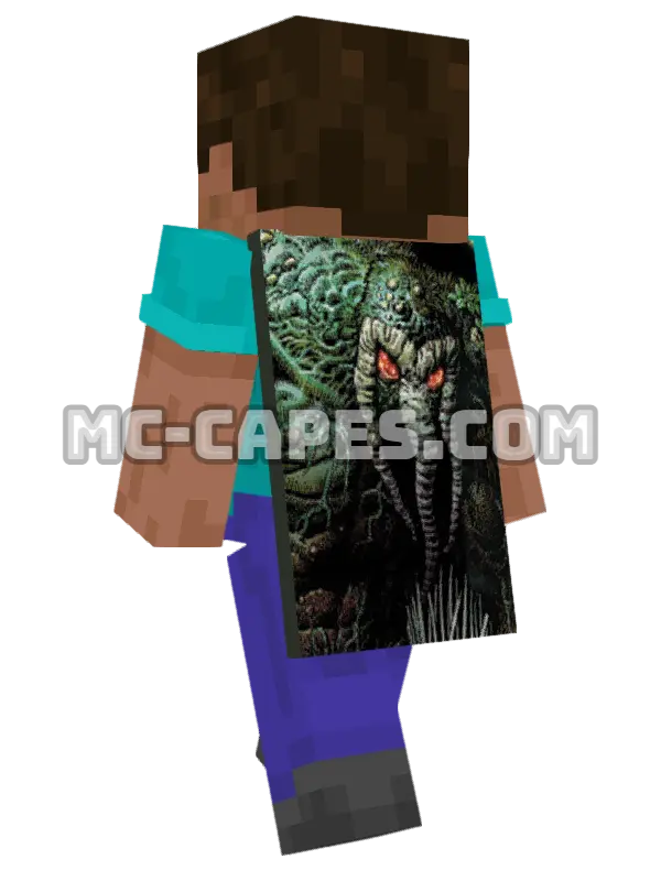 Man-Thing Minecraft cape worn on a player, seen from behind