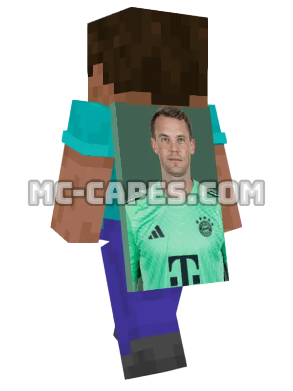 Manuel Neuer Minecraft cape worn on a player, seen from behind
