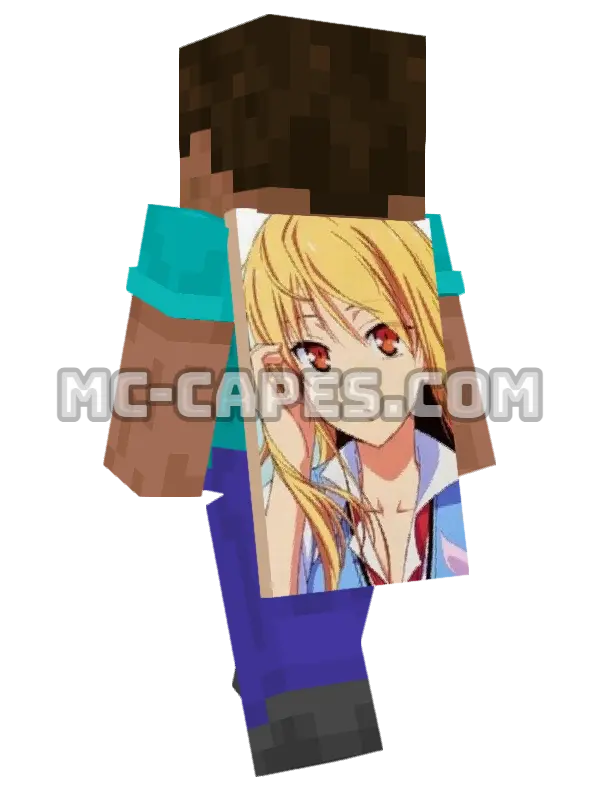 Mashiro Shiina Minecraft cape worn on a player, seen from behind