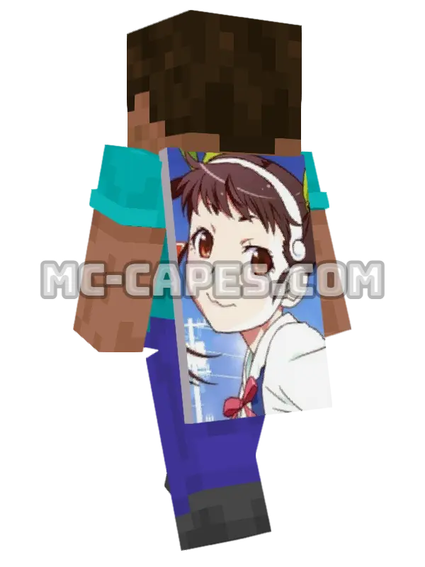 Mayoi Hachikuji Minecraft cape worn on a player, seen from behind