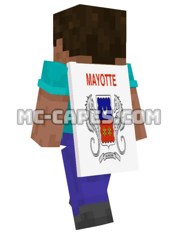 Mayotte Flag Minecraft cape worn on a player, seen from behind