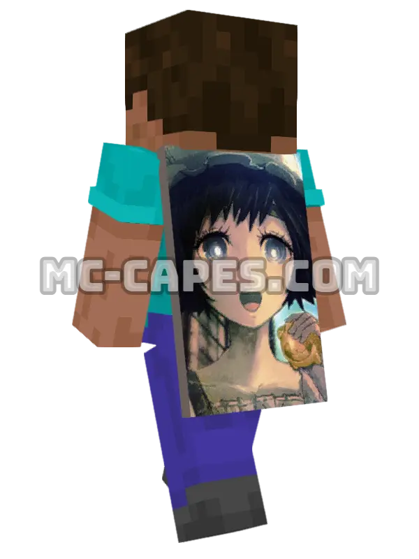 Mayuri Shiina Minecraft cape worn on a player, seen from behind