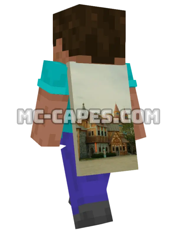 Medieval Castle Minecraft cape worn on a player, seen from behind